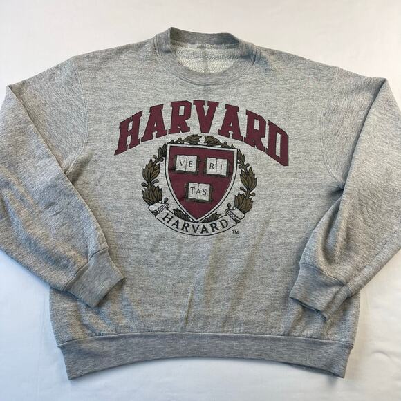 Harvard University Vintage Distressed Gray Sweatshirt Size Medium - Picture 1 of 5